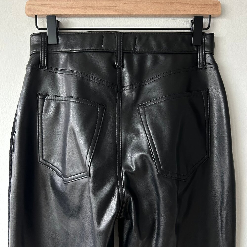 Abercrombie 90s Straight Faux Leather Jeans Women 26 Short Ultra High Rise Black - Picture 5 of 10